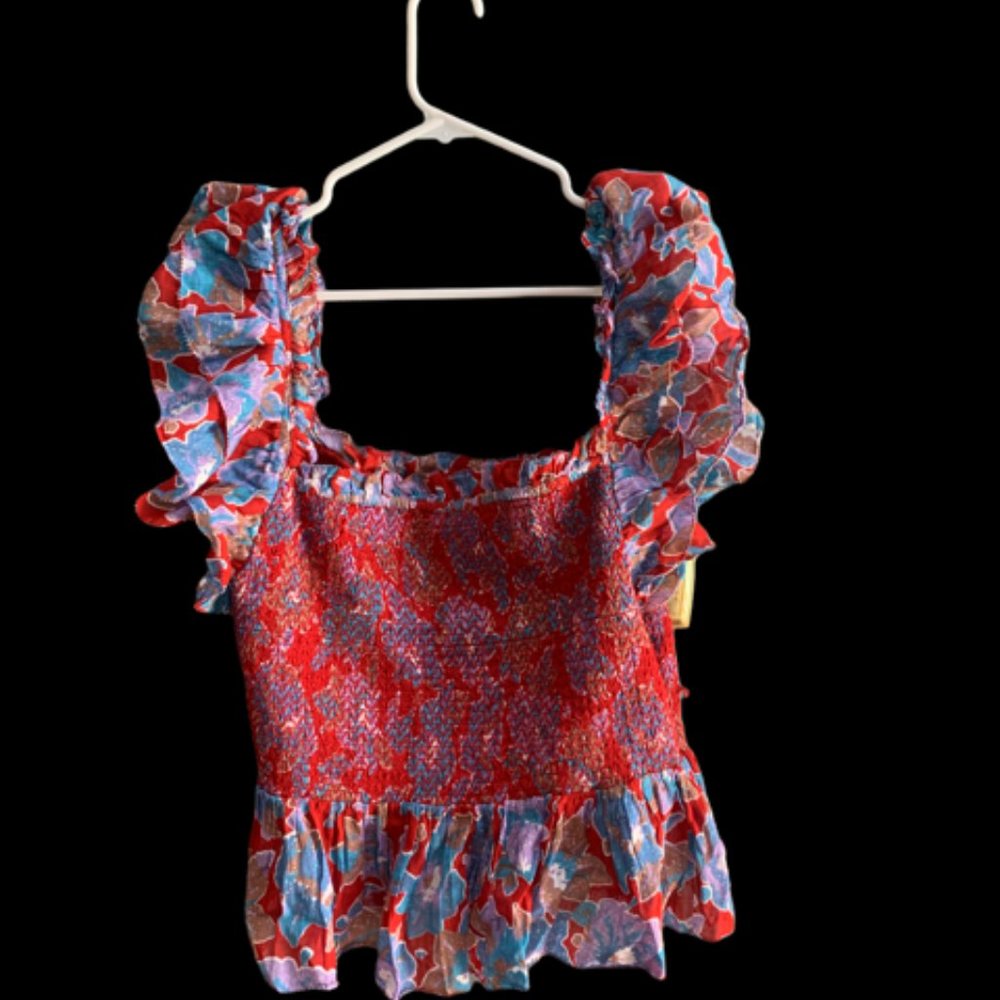 Anthropologie Smocked Ruffle Top